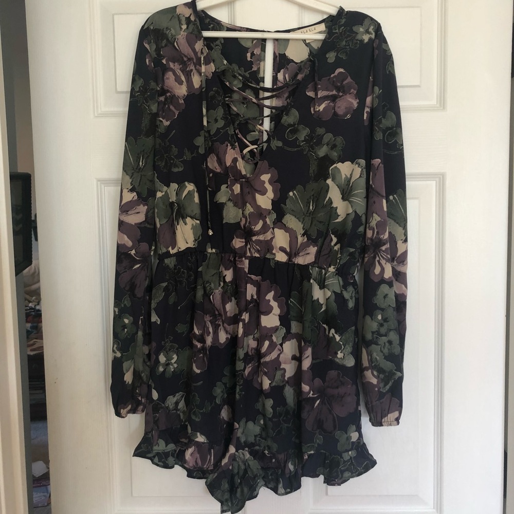 Floral print long sleeve Romper